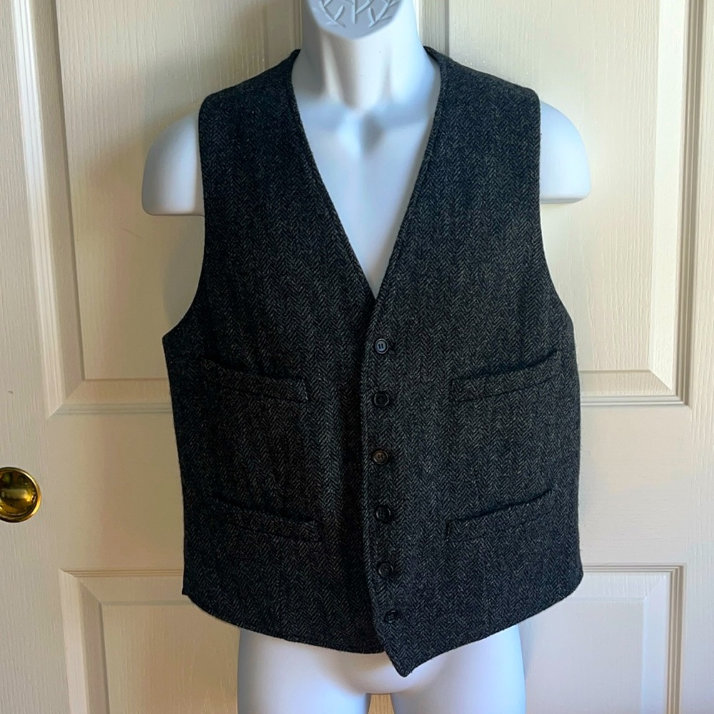 J. Crew Steel blue Herringbone Vest (Waistcoat) Size Medium